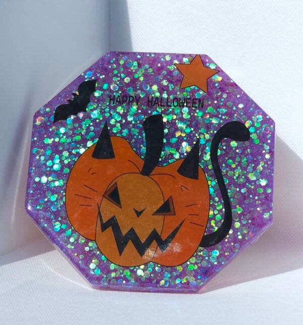 Octagonal Halloween Resin Coaster