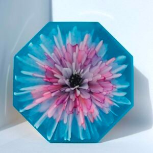 Teal Octagonal Bloom Coaster